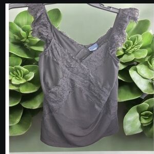 4/$15 Elegant Lace Trimmed Women's Top Daytrip XS Sleeveless Black Layer y2k